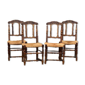 Série de 4 chaises paillées