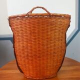 Vintage wall basket, wicker owl and bamboo