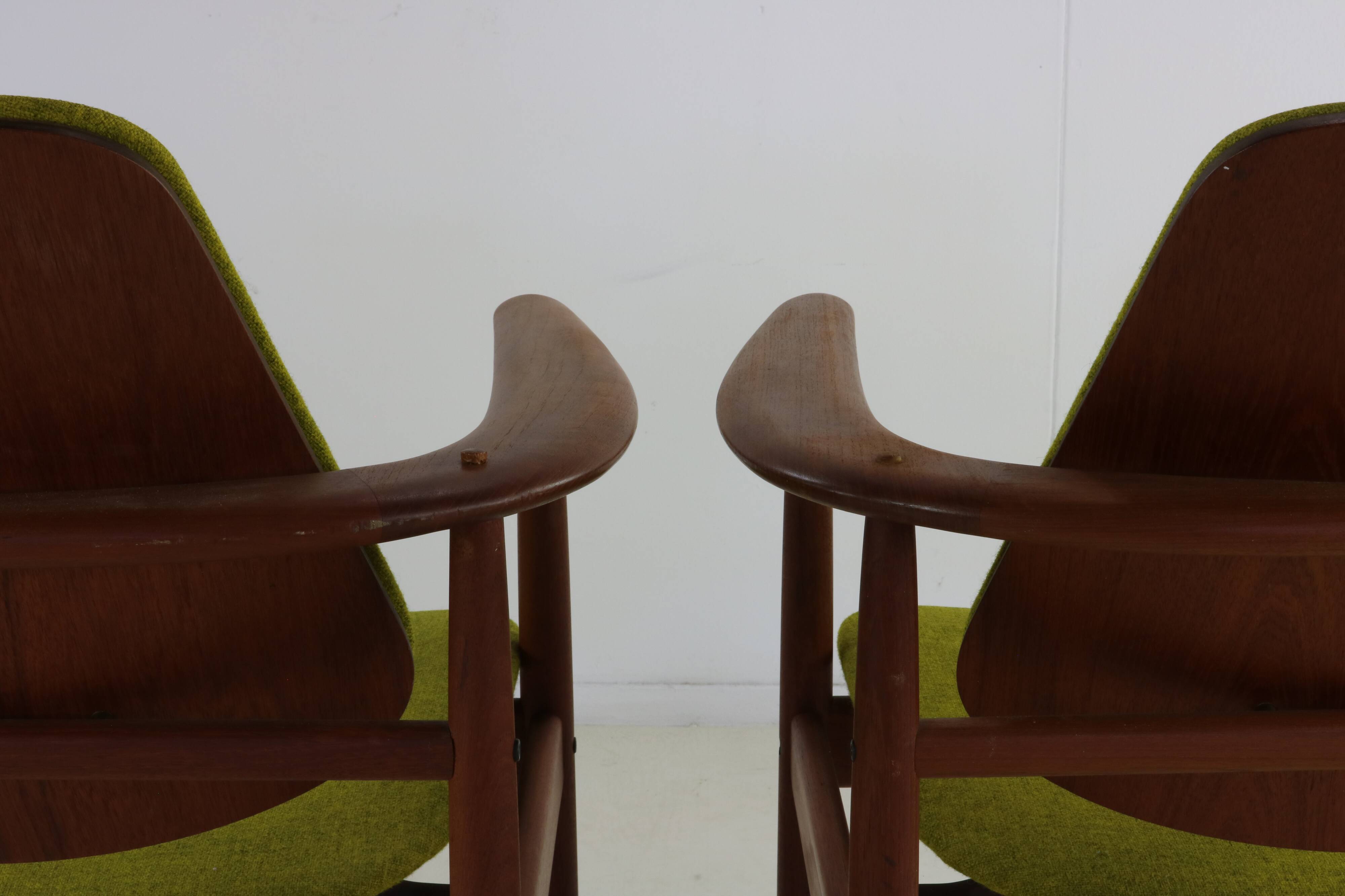 Two Danish design lounge arm chairs by Arne Hovmand Olsen