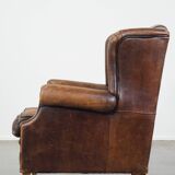 Sheep leather wing chair with patina