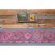1970s Turkish handmade wool pink diamond runner 82x337