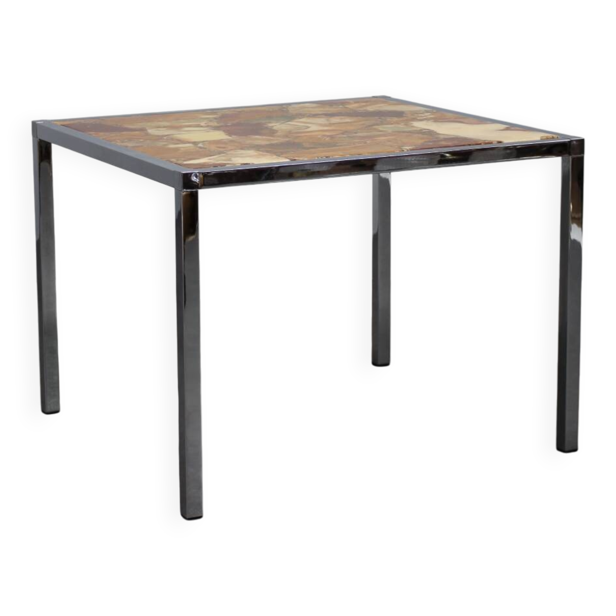 Mid-Century Resin and Stone Chrome Plated Coffee Table, 1970s, Germany