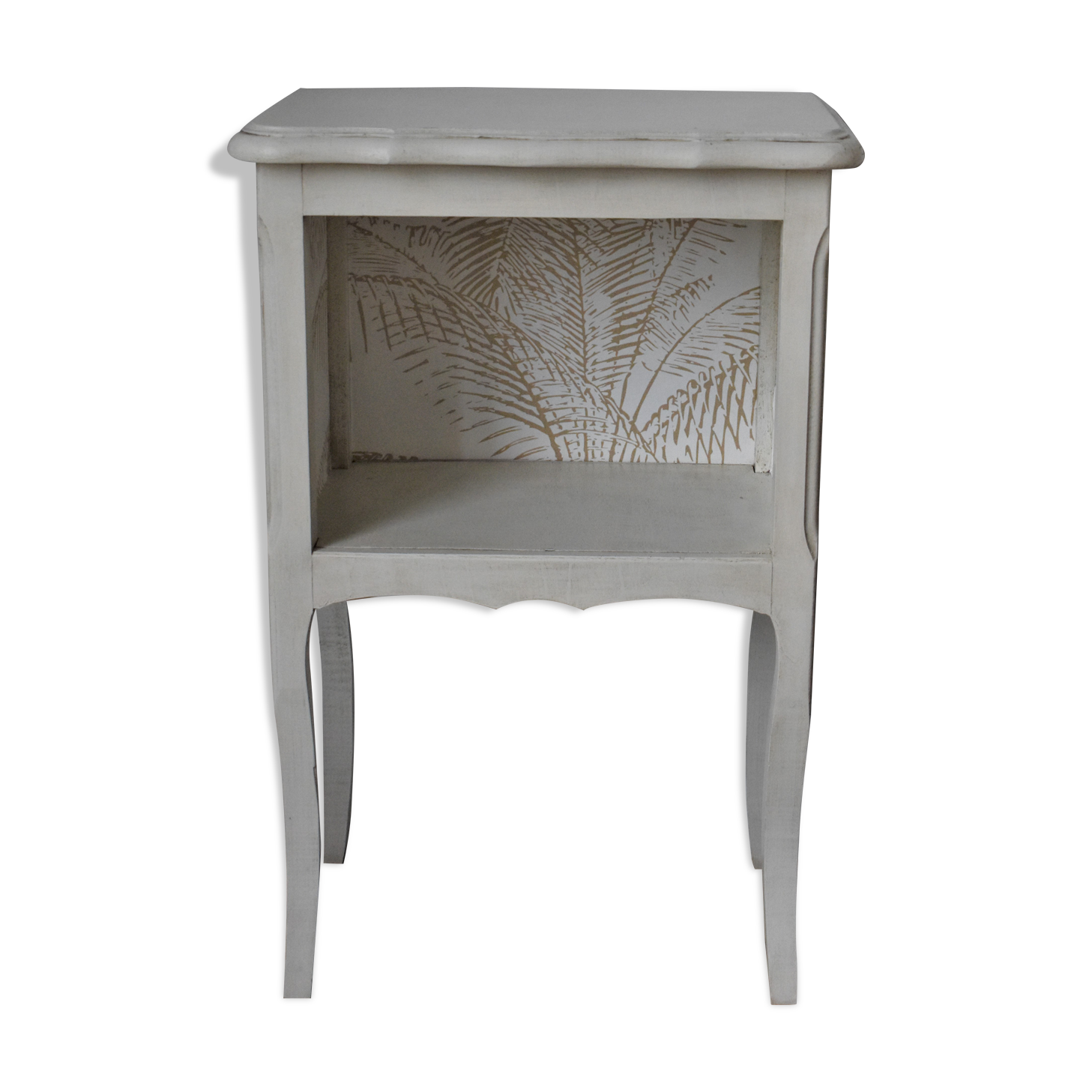 Off-white and patinated beige bedside