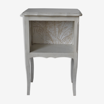 Off-white and patinated beige bedside