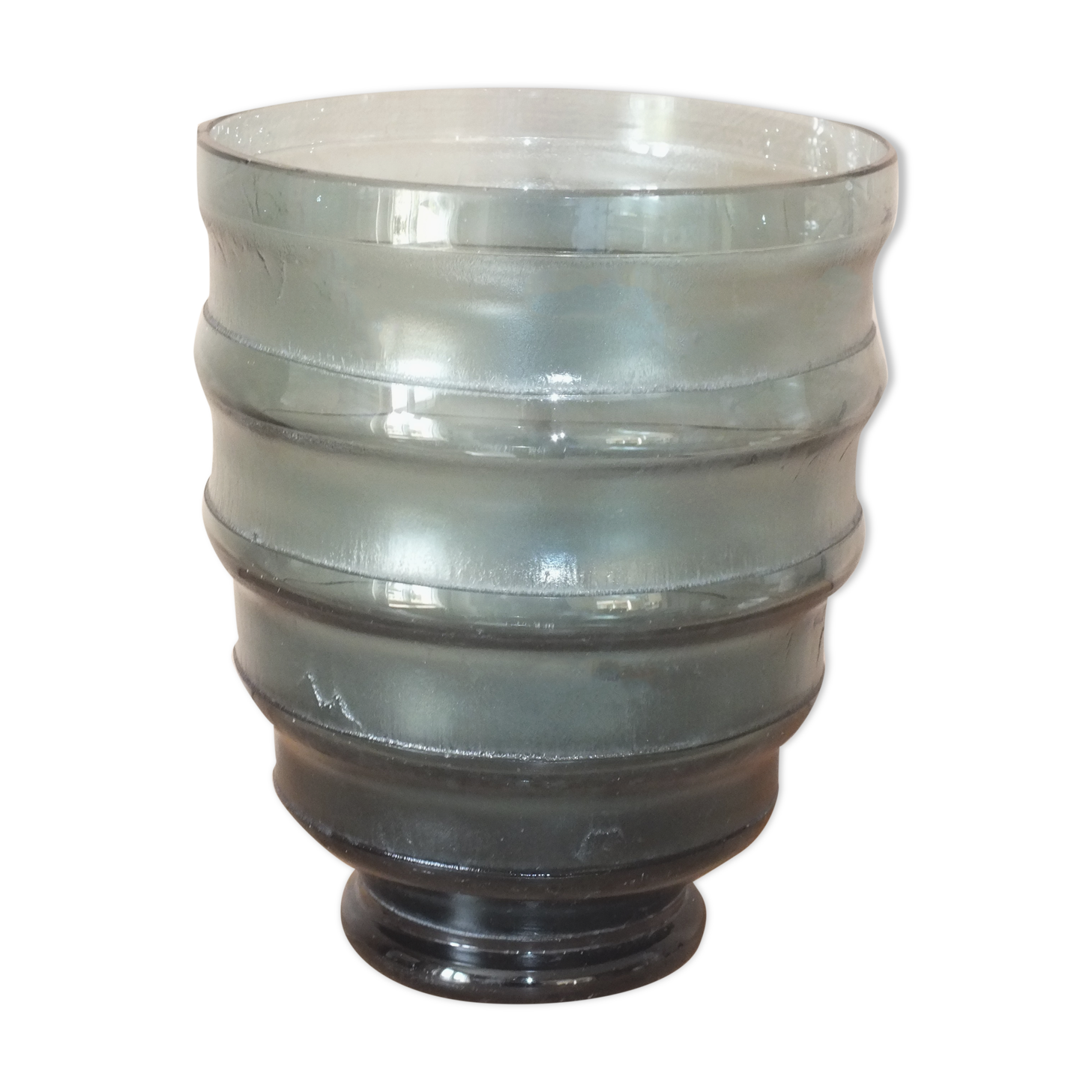 Art Deco vase in frosted blue glass