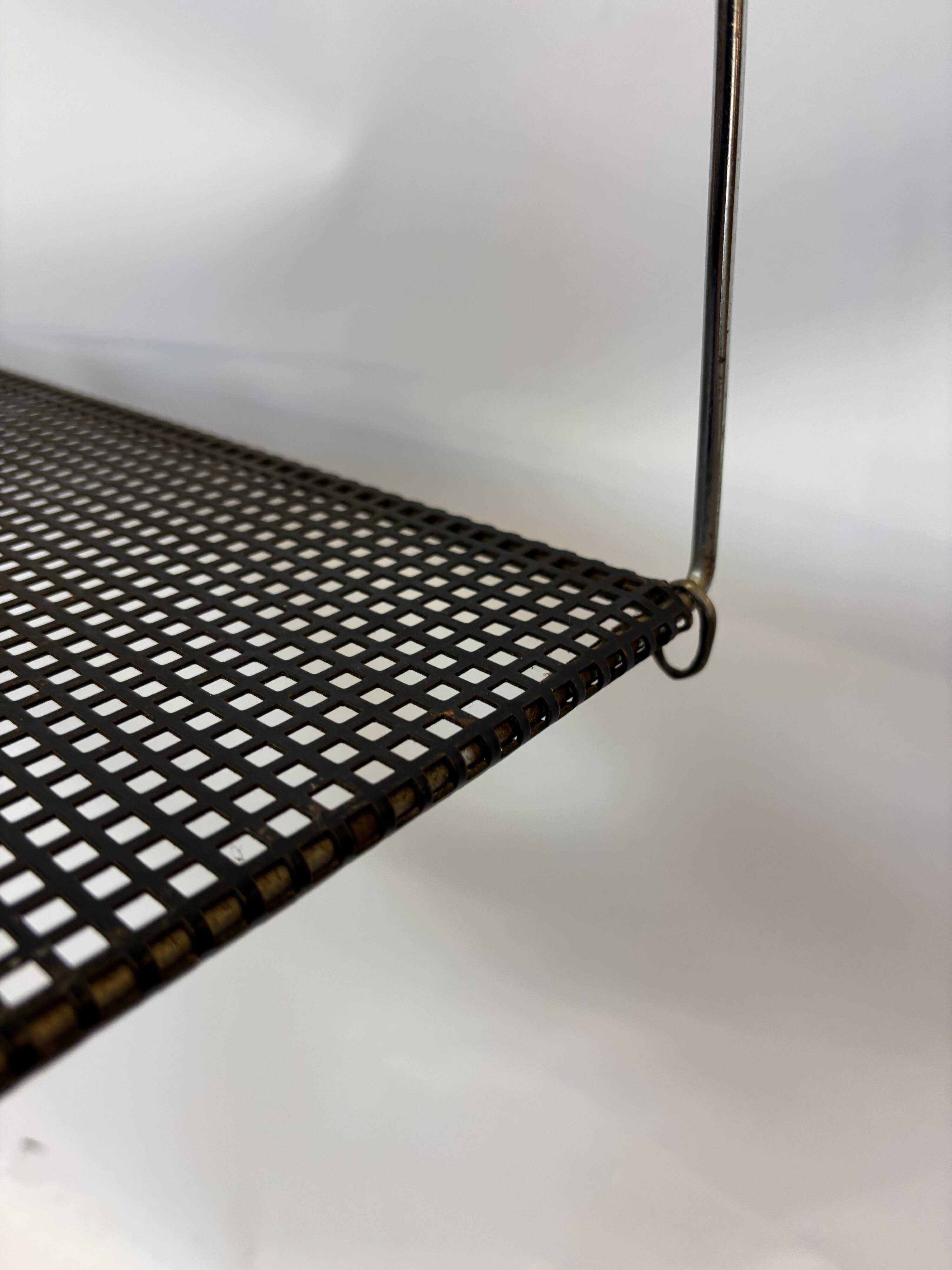 Vintage Wall rack Pilastro by Tjerk Reijenga black perforated 1960