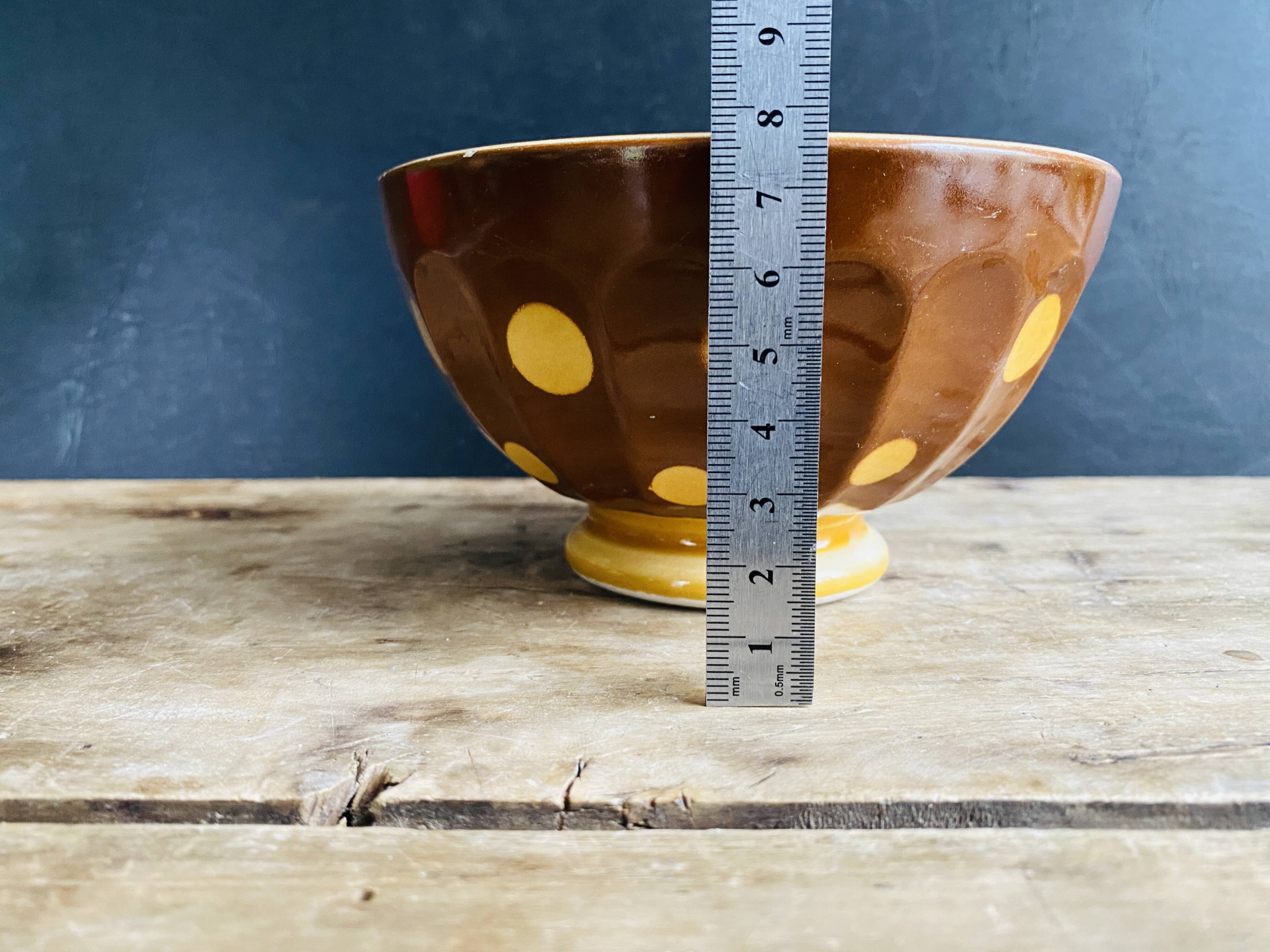 Old faceted bowl with polka dot pattern from the Sarreguemines earthenware factory