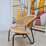 Fauteuil en rotin design hollandais du milieu du siècle Dirk van Sliedregt Gebr. Jonkers