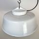 Industrial Grey Enamel Factory Pendant Lamp with Glass Cover, 1960s