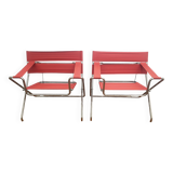 Pair of D4 folding armchairs by Marcel Breuer,  Tecta edition