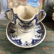 Saucière Sarreguemines modele Cluny décor arabesque bleue