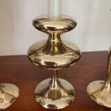 Three vintage brass candle holders