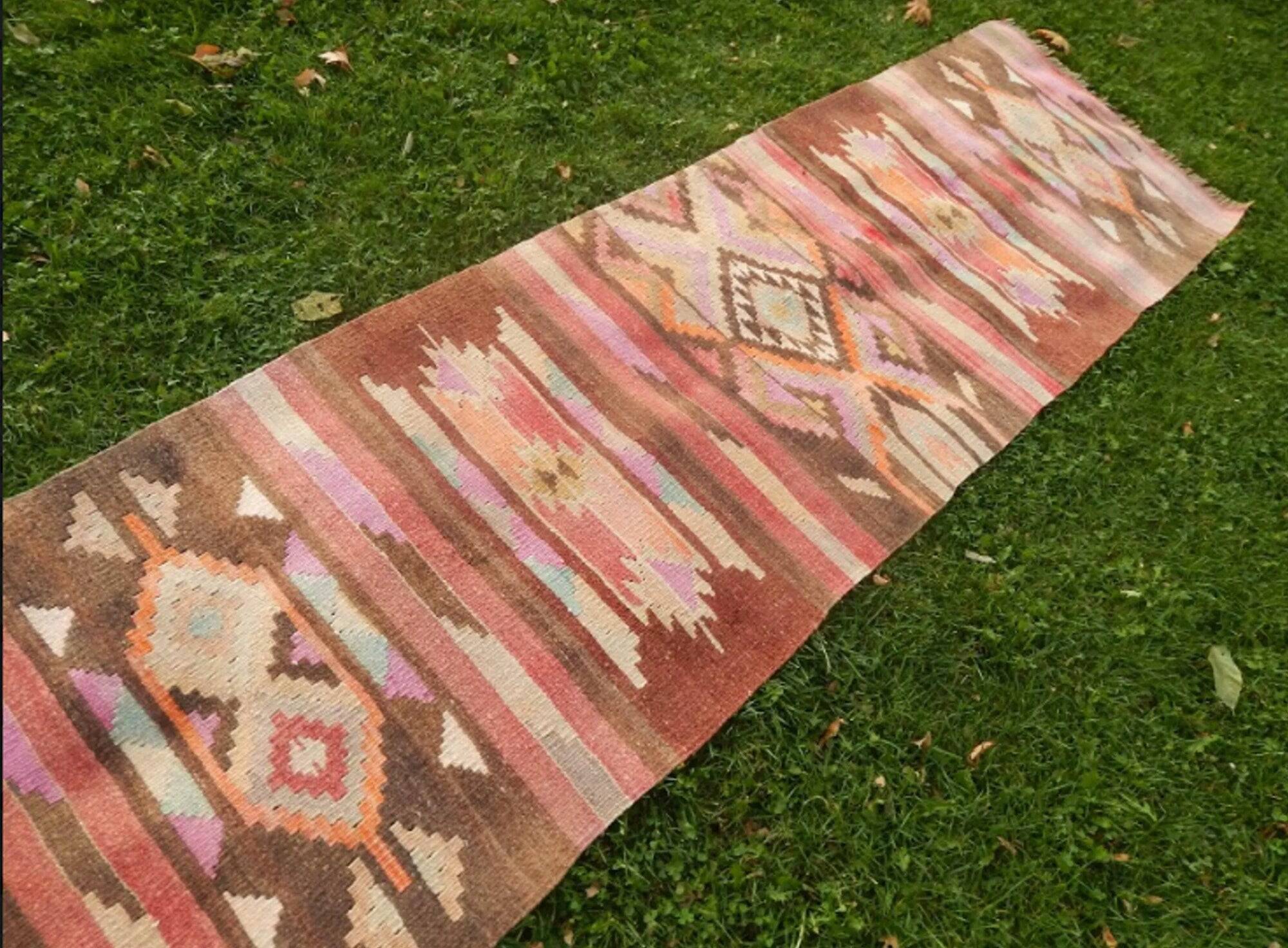 Vintage Turkish hallway rug 78x298 cm