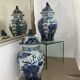 China - pair of covered porcelain vases with decoration