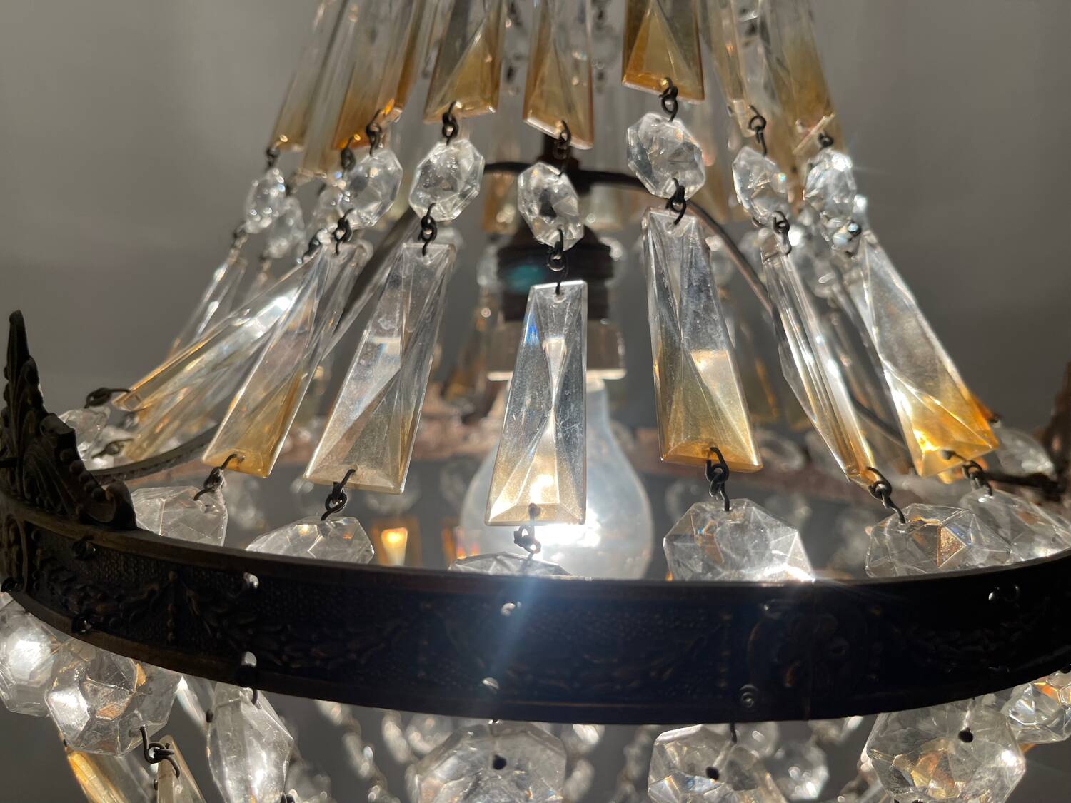 Italian Crystal Basket Chandelier 1960’s