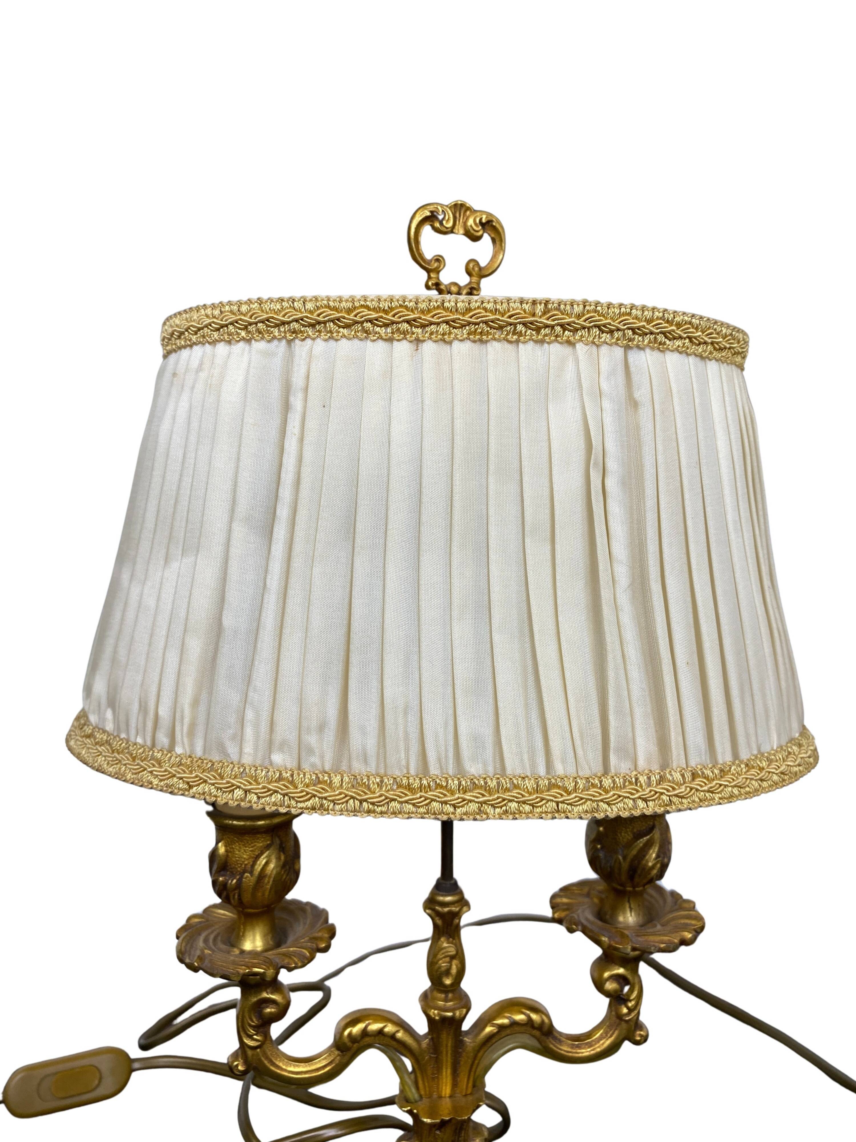 Neoclassical gilt bronze bouillote lamp, 19th century