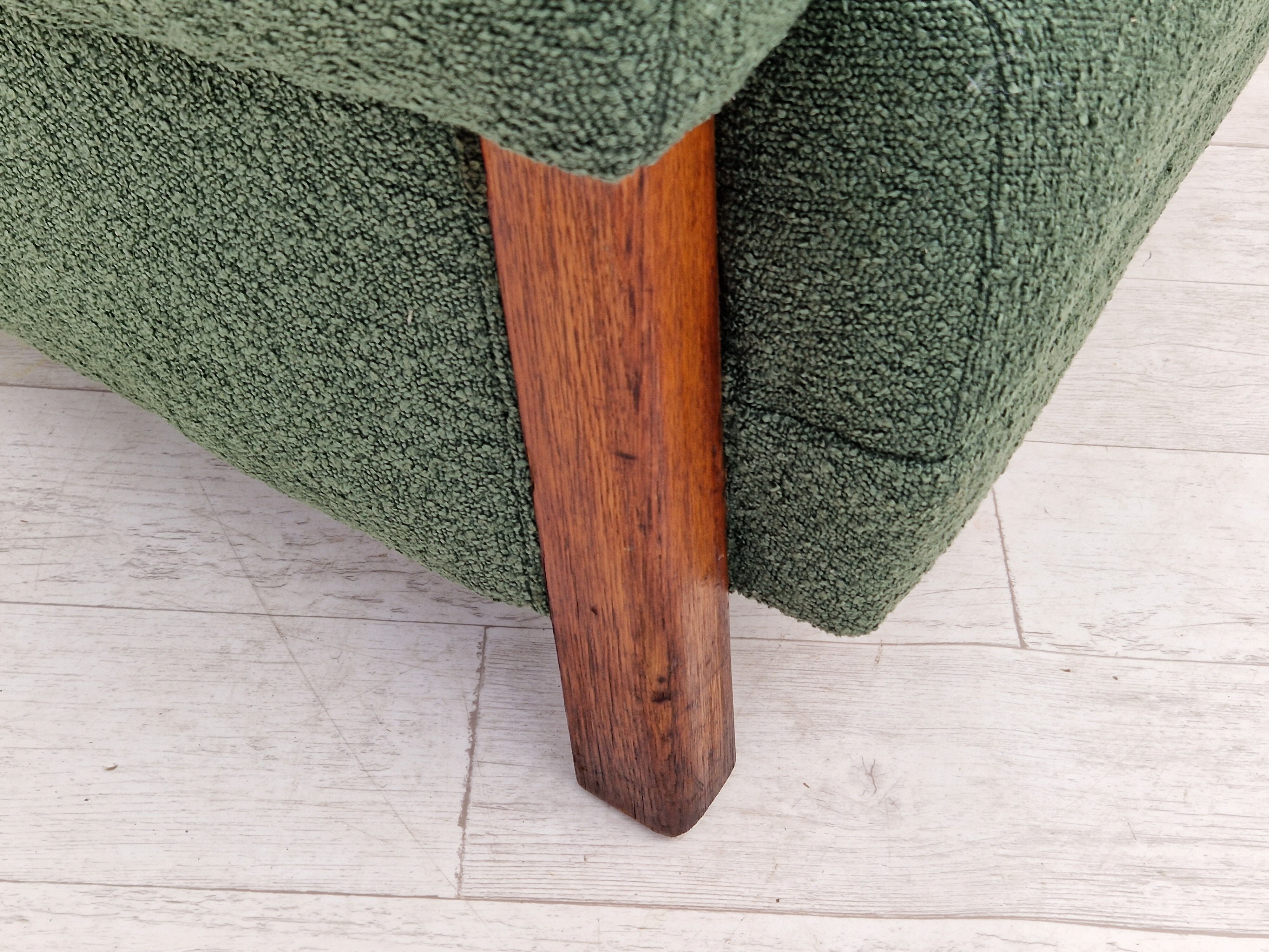 1960s, scandinavian design, restored high-back recliner, oak wood.