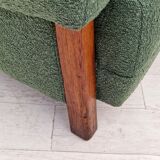 1960s, scandinavian design, restored high-back recliner, oak wood.