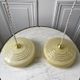 Pair of suspensions in yellow Clichy glass and golden border 40s-50s