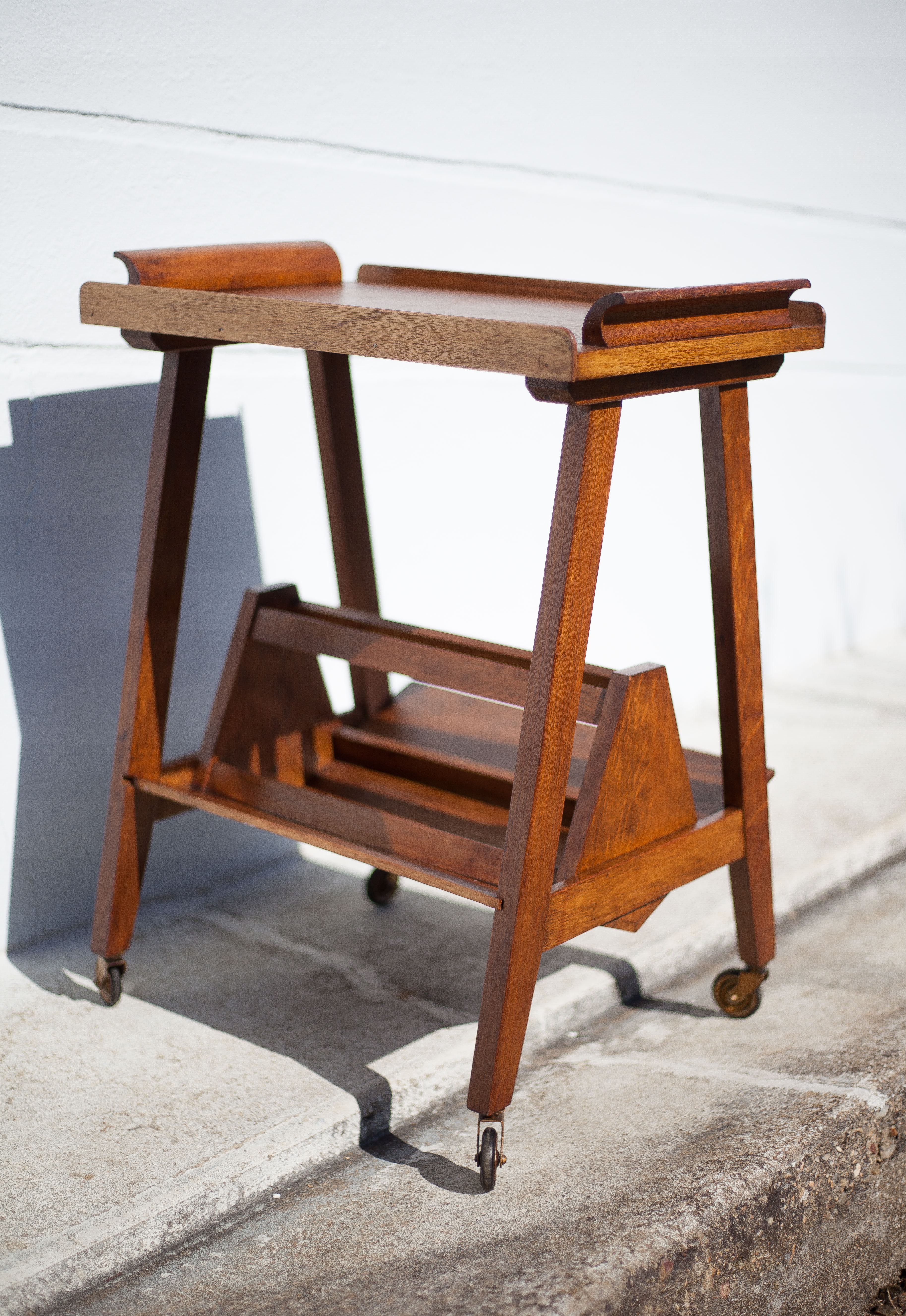 Wooden service on wheels