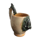 Mug cup with laughing face in sandstone Sylvain Sttublet vintage ceramic 1950