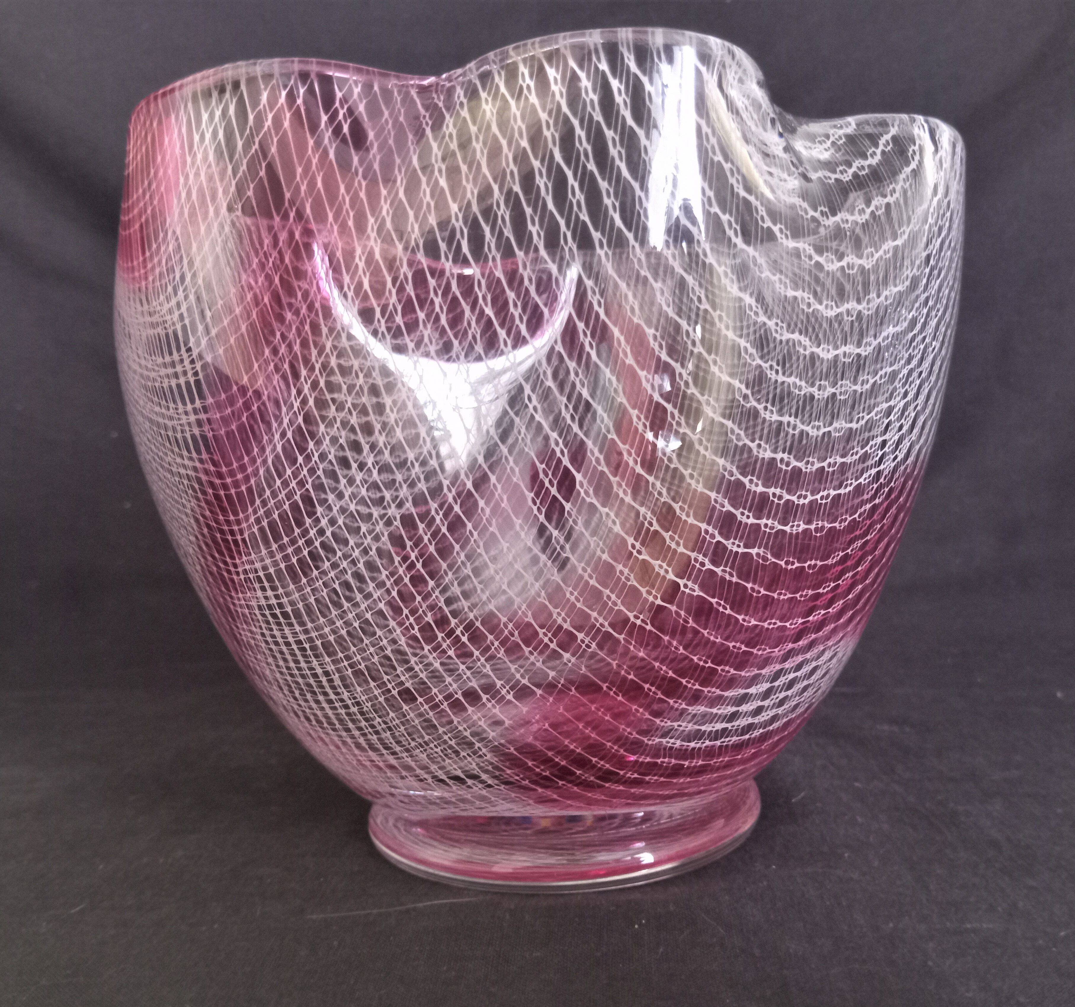 Glass vase with filigree motifs A. D. Copier, Leerdam, Netherlands