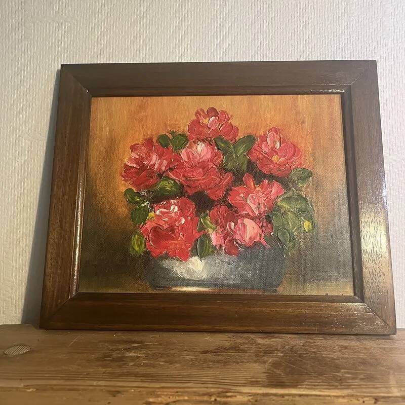 Tableau ancien bouquet de fleurs