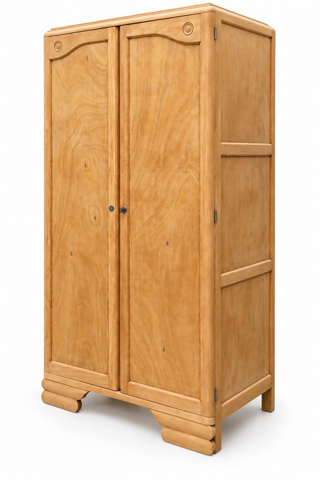 Parisian Art Deco wardrobe, renovated with raw wood.