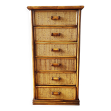 Vintage wicker and rattan chest of drawers