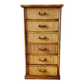 Vintage wicker and rattan chest of drawers