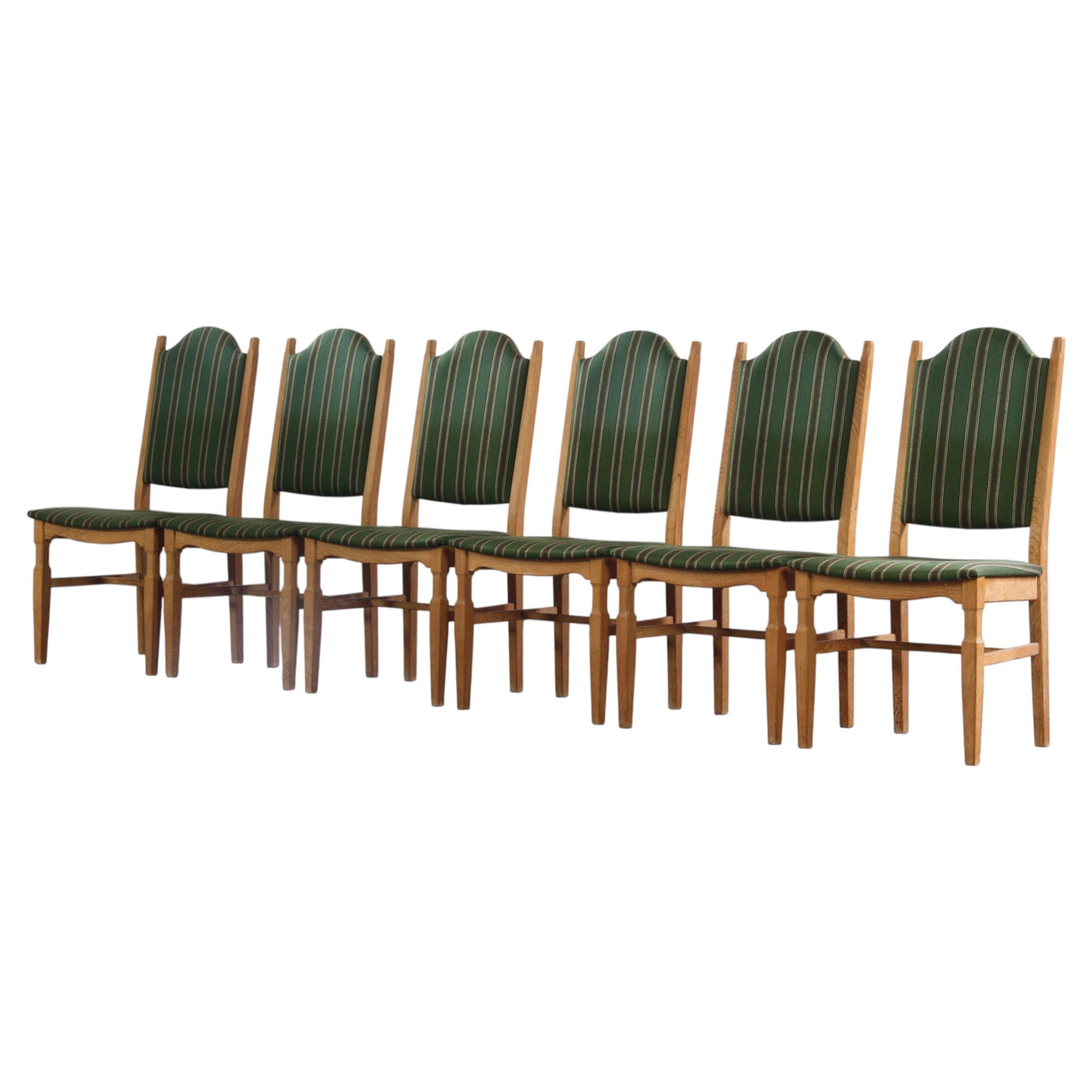 Vintage Danish Oak Dining Chairs, Henning Kjærnulf Style, 1960s, Set of 6