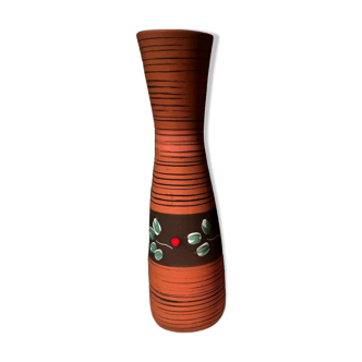 Large diabolo west germany vase 1950s with striped heinz siery painted and enamel decoration