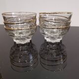 Set of 6 champagne glasses with gold edging and vintage star feet