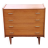 Vintage golden blond oak chest of drawers with 4 spindle feet from the 1950s