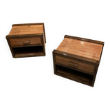 Art Deco Bedside Tables 1980s Zebra Oak Wood Vintage Drawers Lacquered
