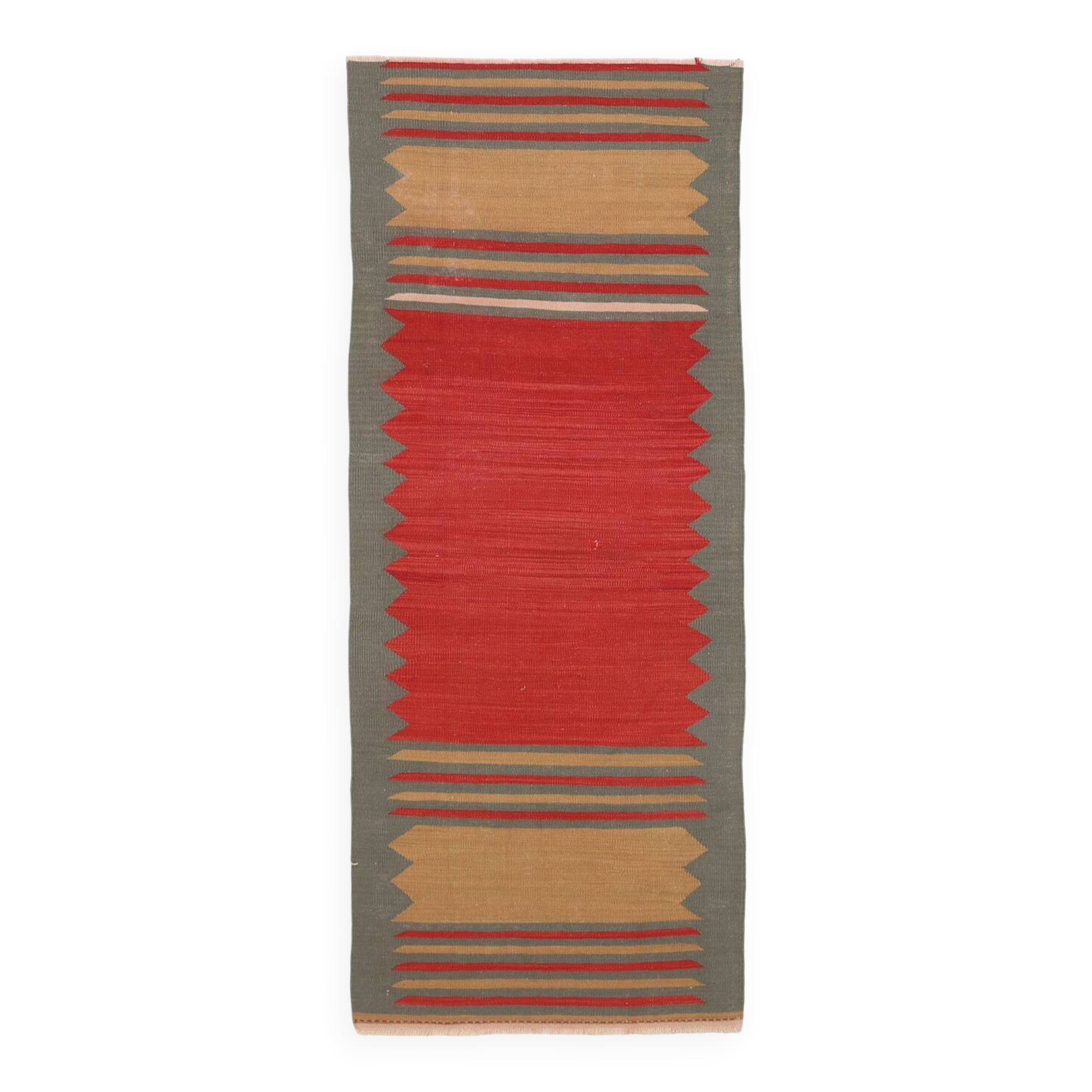 2x6 Red & Green Short Kilim Runner Rug, 73x188Cm