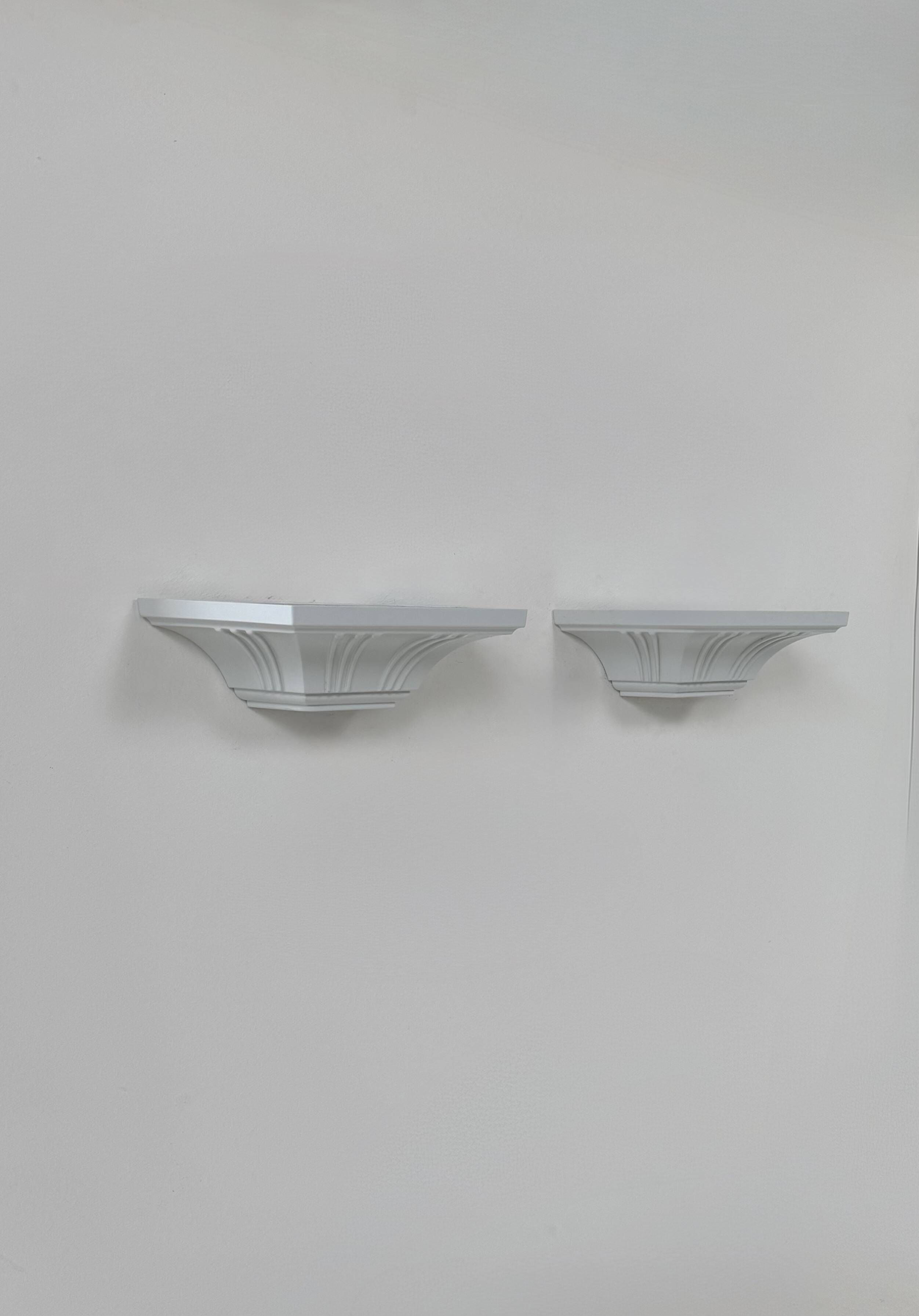 Pair of vintage wall lights, moulded pressed white matte ABS, France, 1980.