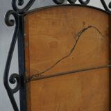 French mid-century brutalist wall mirror in wrought iron, made in the 1950s.
