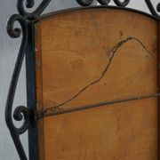 French mid-century brutalist wall mirror in wrought iron, made in the 1950s.