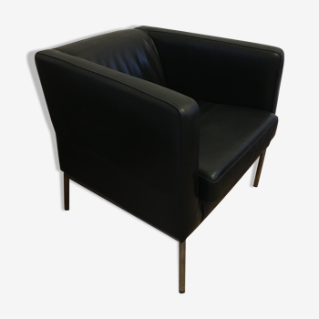 Black leather armchair