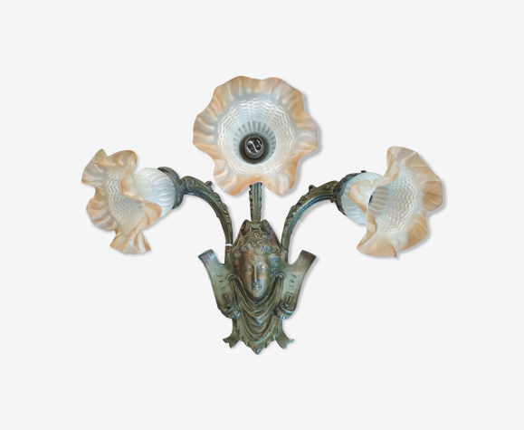 Applique bronze patiné tête de femme