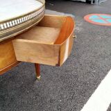 Table basse bouillotte ancienne plateau marbre style louis xvi