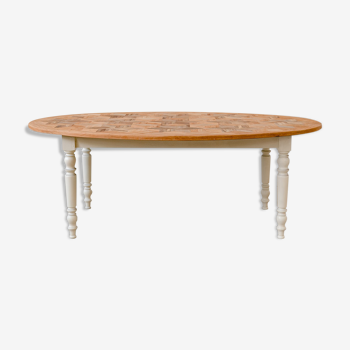 Oval marquetry table – solid wood