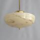 Art Deco Pendant Lamp, Beige Marble, Brass Suspension - 1930s