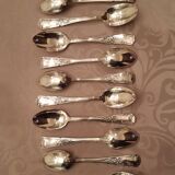 12 teaspoons, floral pattern with lily of the valley, silver metal
