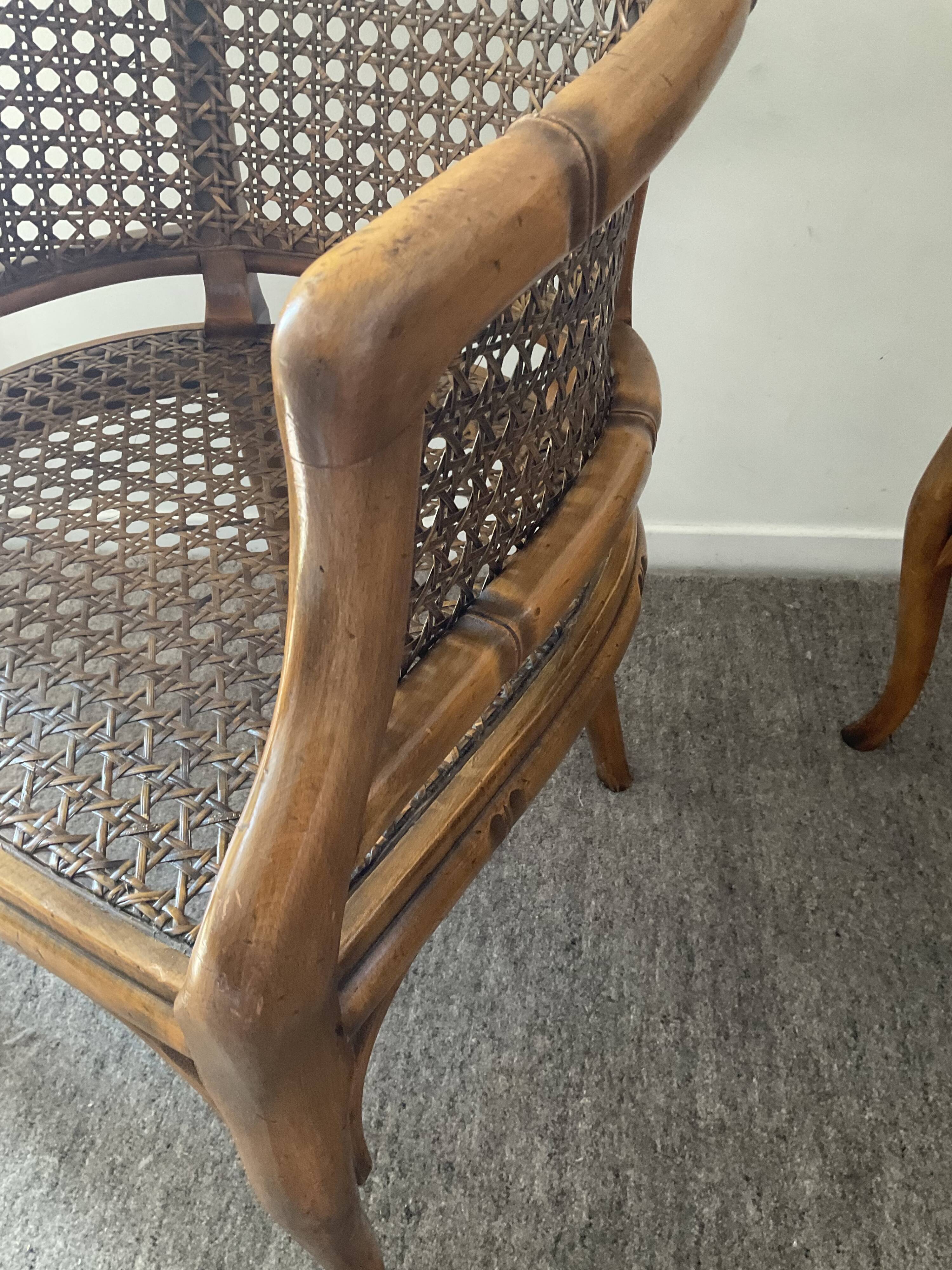 Pair of canned armchairs from the 50s and 60s