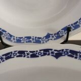 4 soup plates white background, blue decor l'Amandinoise 2586
