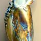 Vase en céramique émaillée, pièce unique, signé D. Prioton, col coquillage
