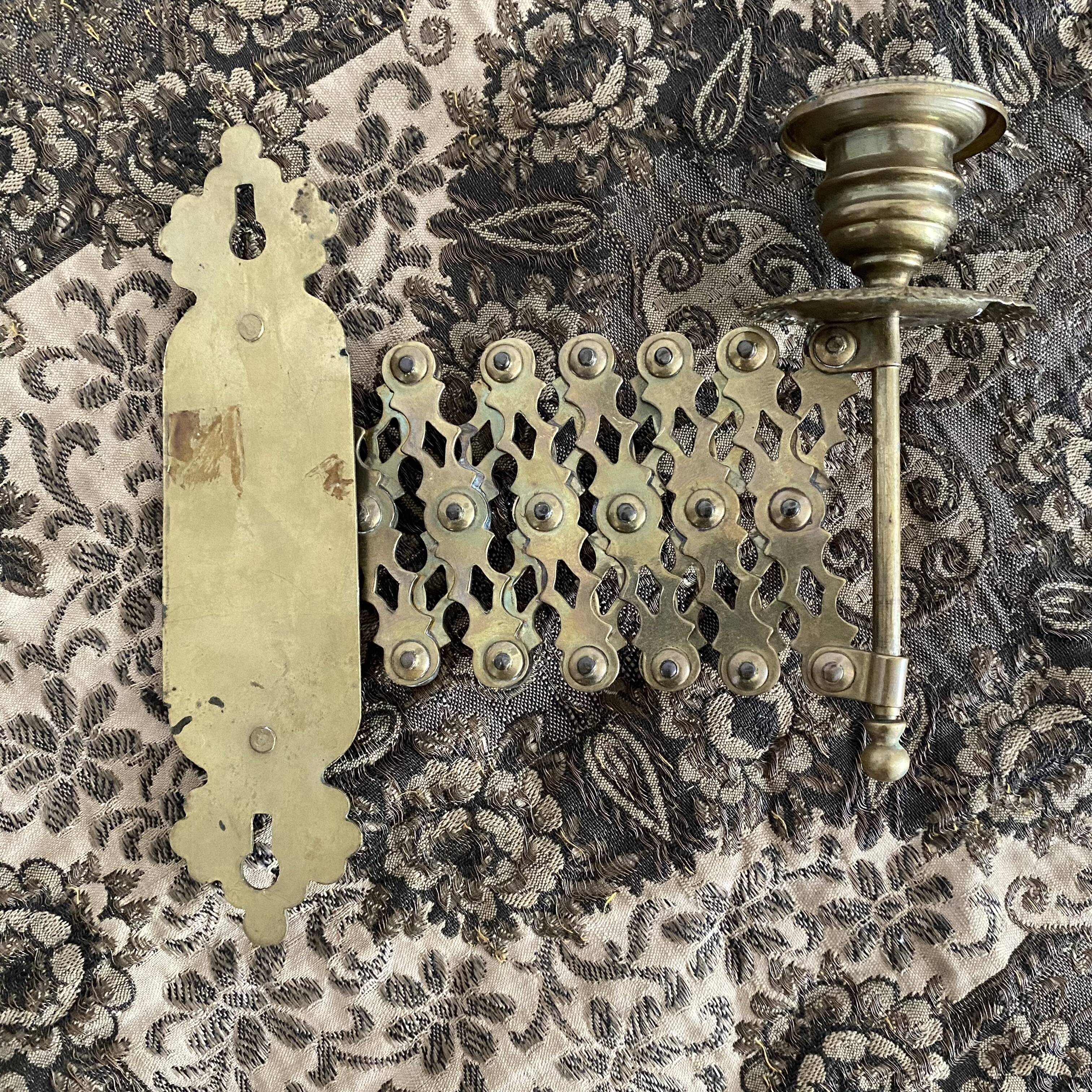 Antique extendable brass wall sconce