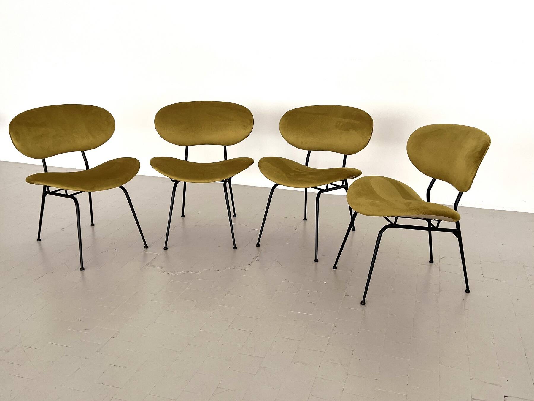 Italian Reupholstered Lounge Chairs, Set of 4pcs.